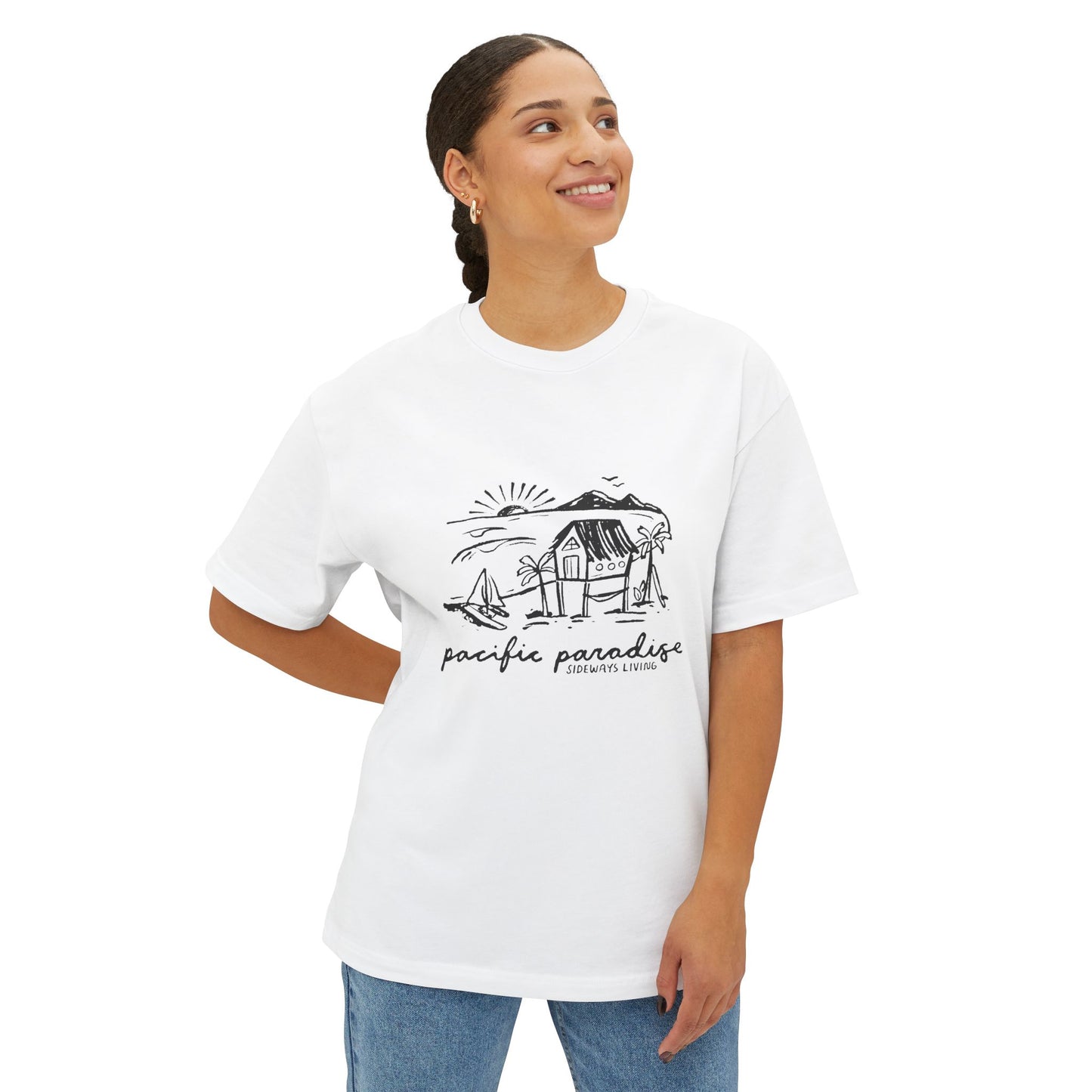 Unisex Boxy Tee - 'Pacific Paradise' Graphic T-Shirt for Relaxed Beach Vibes