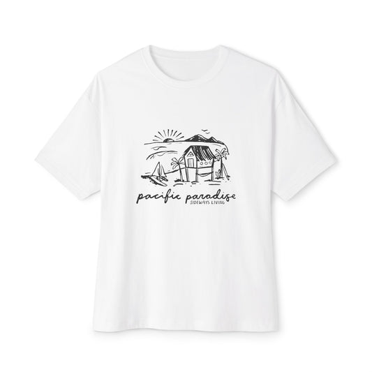 Unisex Boxy Tee - 'Pacific Paradise' Graphic T-Shirt for Relaxed Beach Vibes